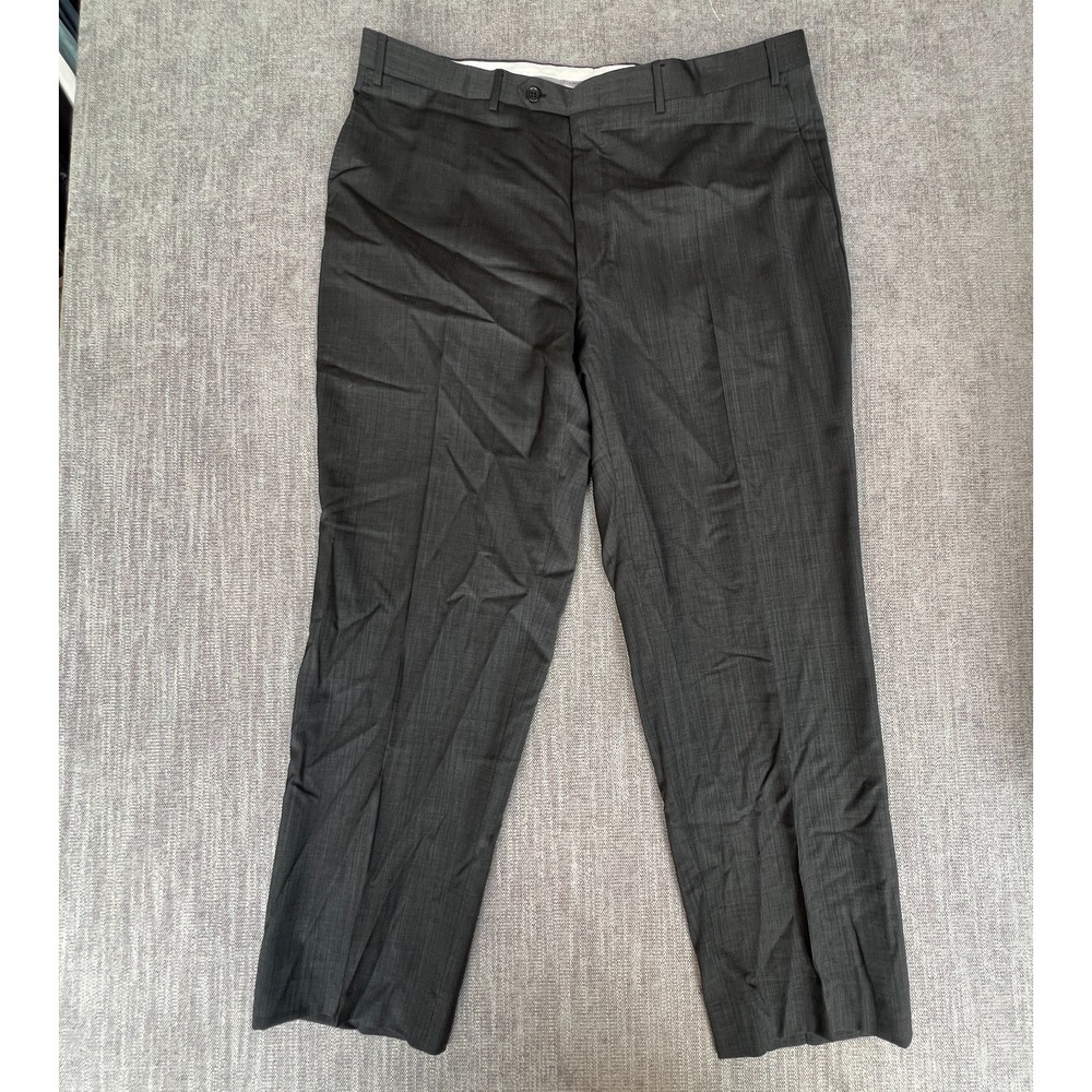 Canali Dress Pants Mens 40 Charcoal Gray Wool Flat Front Formal Straight Leg